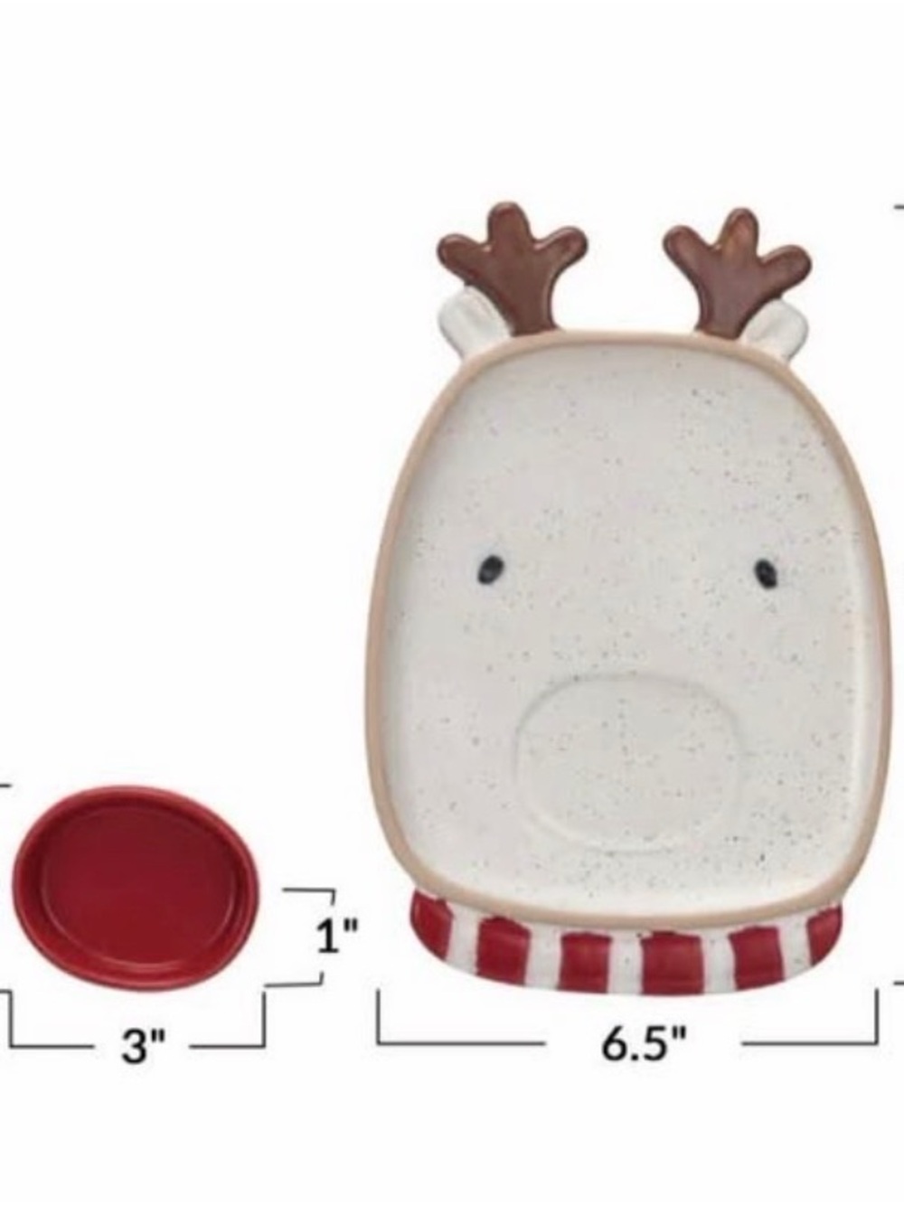 Mud Pie Reindeer Serving Platter with Red Dip Bowl and Brown Antlers - Picture 2 of 3